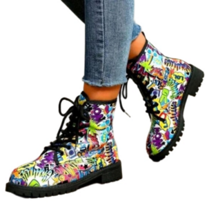 ladies printed lace up boots sz8